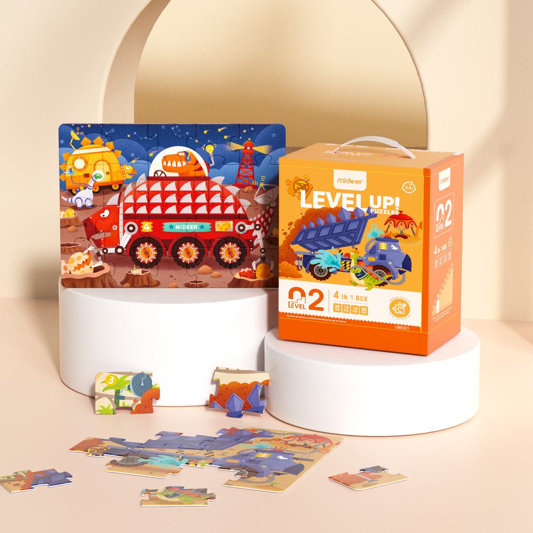 mideer LEVEL UP! Zestaw dziecięcych puzzli dla średnio zaawansowanych - Maszyny