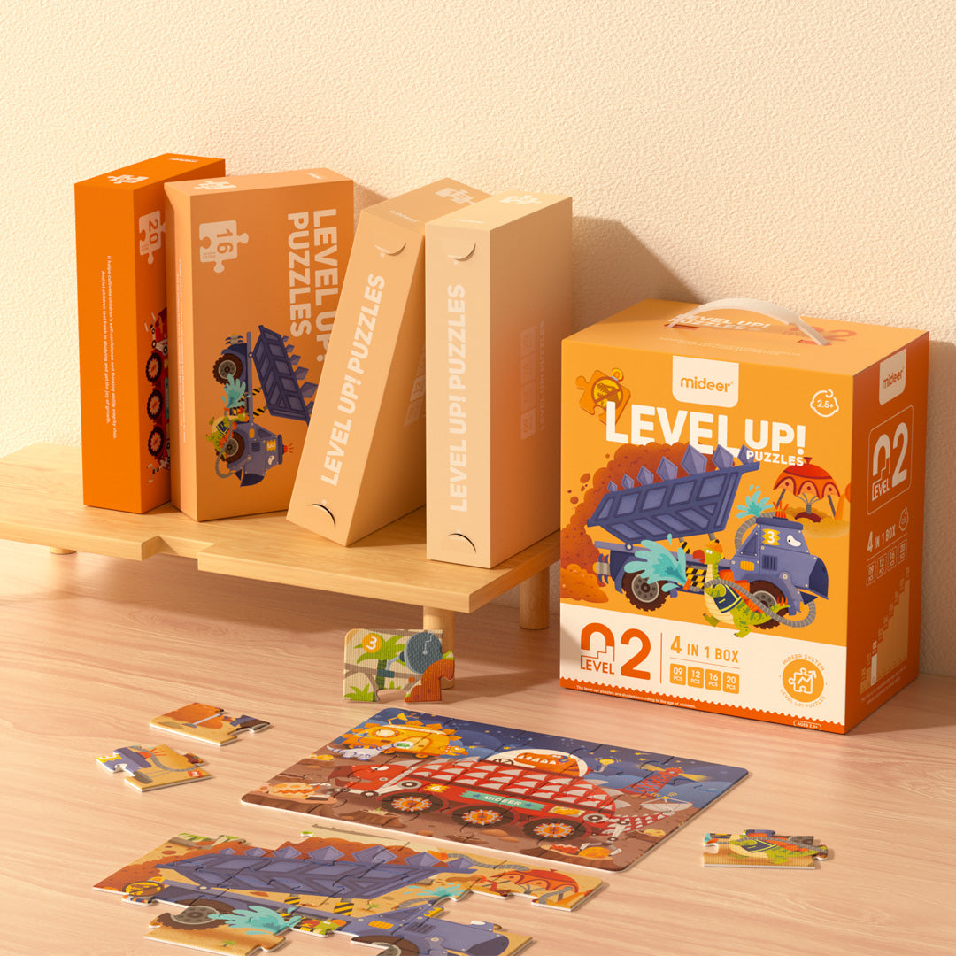 mideer LEVEL UP! Zestaw dziecięcych puzzli dla średnio zaawansowanych - Maszyny