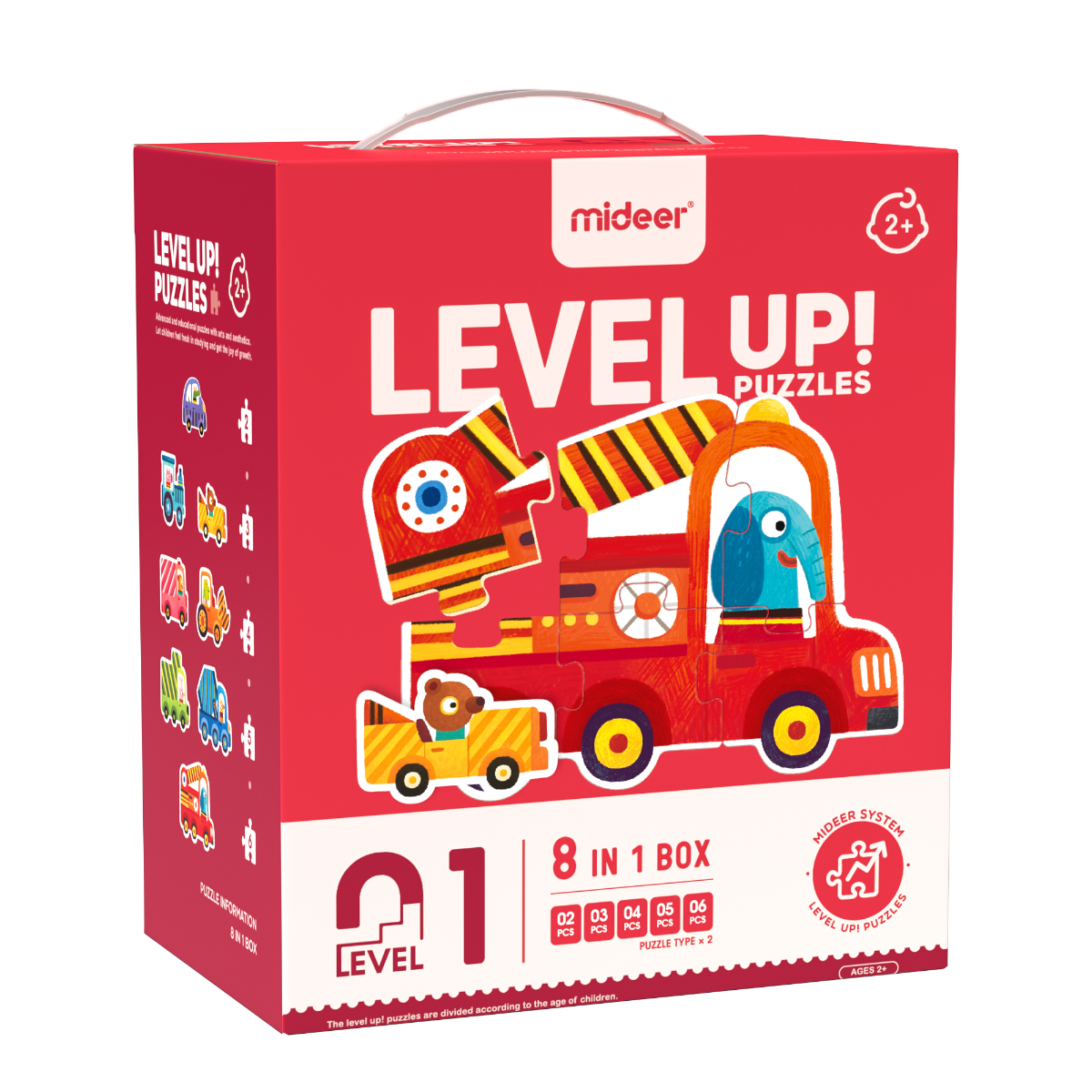 mideer LEVEL UP! Zestaw dziecięcych puzzli dla początkujących - Pojazdy
