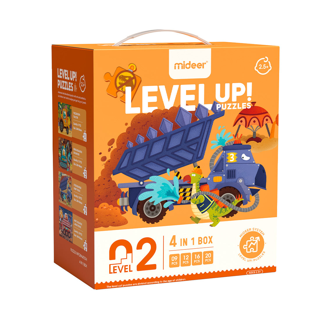 mideer LEVEL UP! Zestaw dziecięcych puzzli dla średnio zaawansowanych - Maszyny