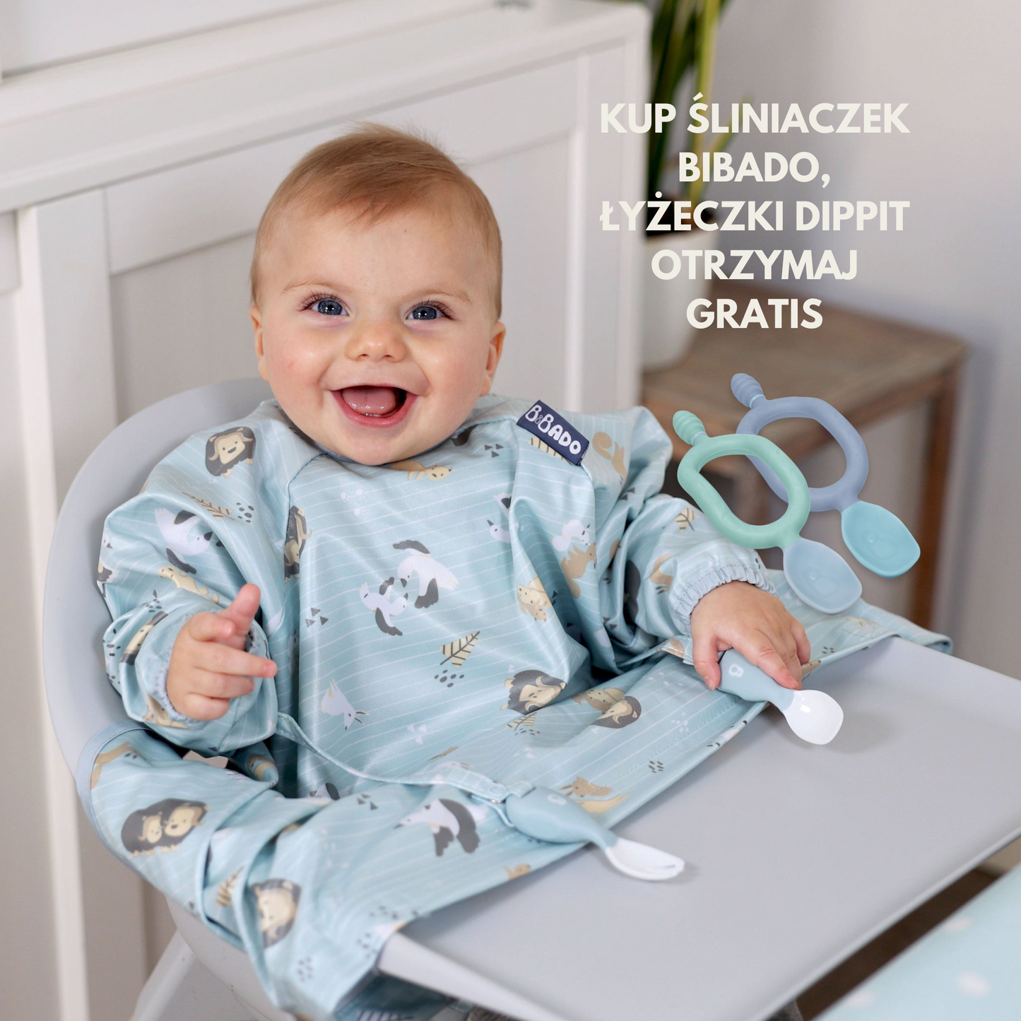 Zestaw śliniak Arctic Friends i 2 łyżeczki Dippit GRATIS