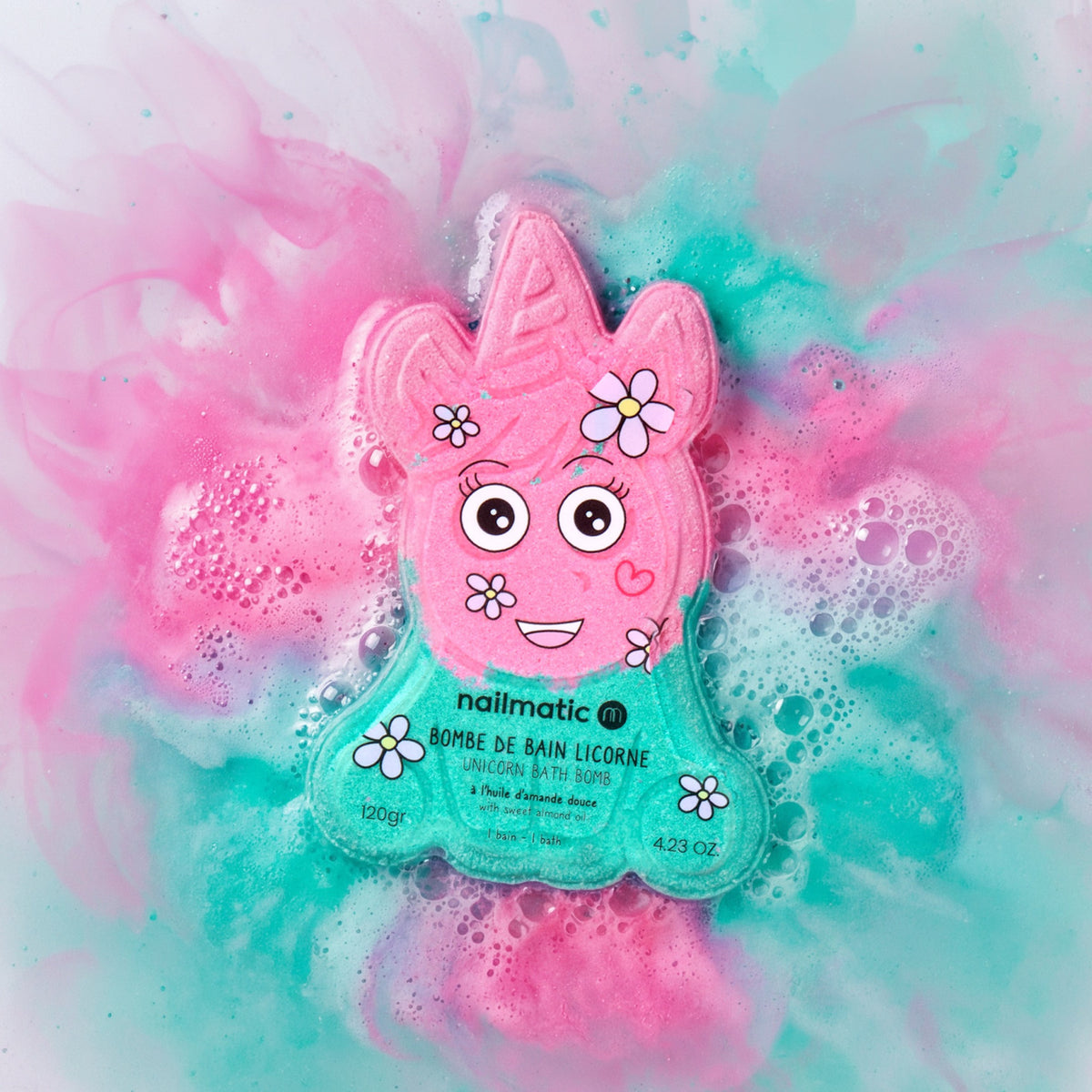 Kula do Kąpieli dla Dzieci Dwukolorowa - Nailmatic Twin Bath Bomb, Różowo-Turkusowa, 2 × 85 g