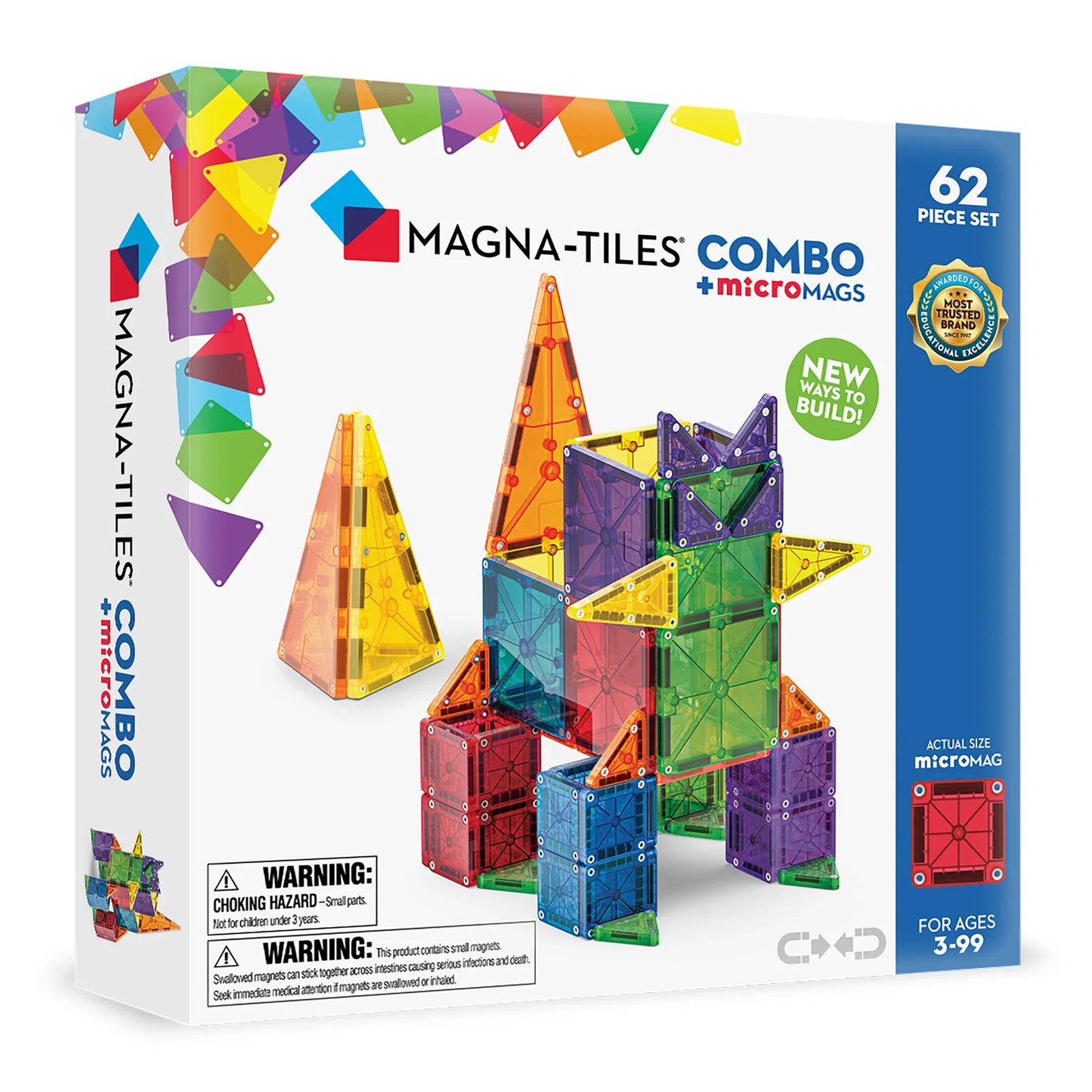 MAGNA-TILES® Klocki Magnetyczne COMBO microMAGS 62 el.