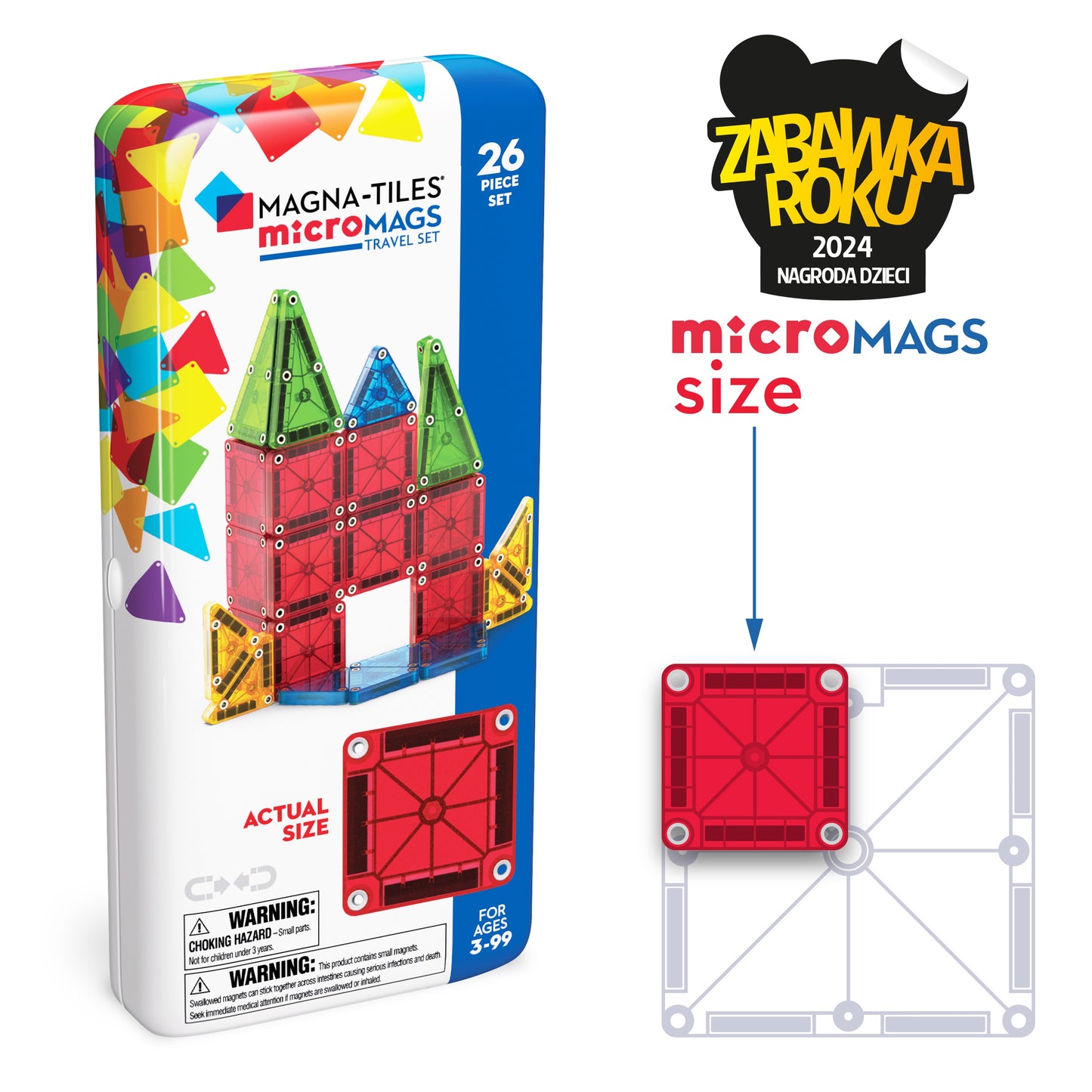 MAGNA-TILES® Klocki Magnetyczne Travel microMAGS 26 el.