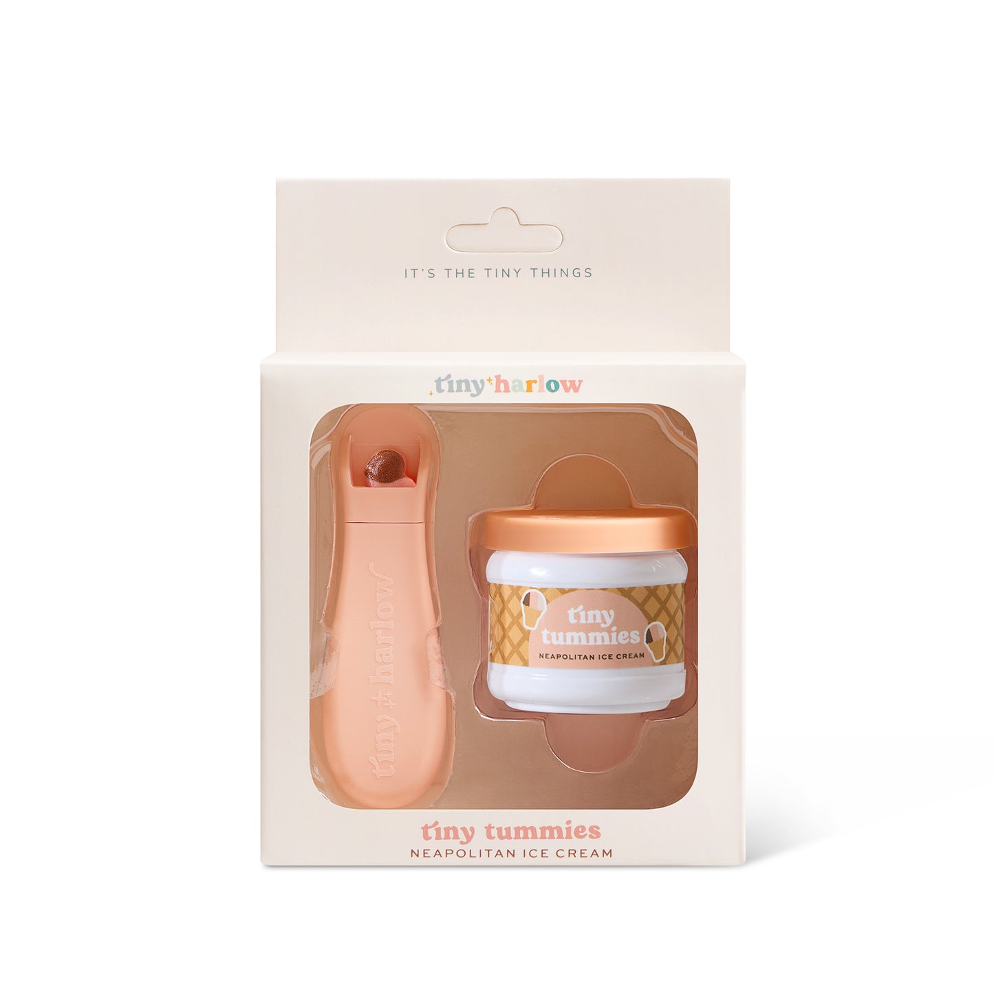 Tiny Harlow Zestaw Tiny Tummies Słoiczek i Łyżeczka, Lody Włoskie