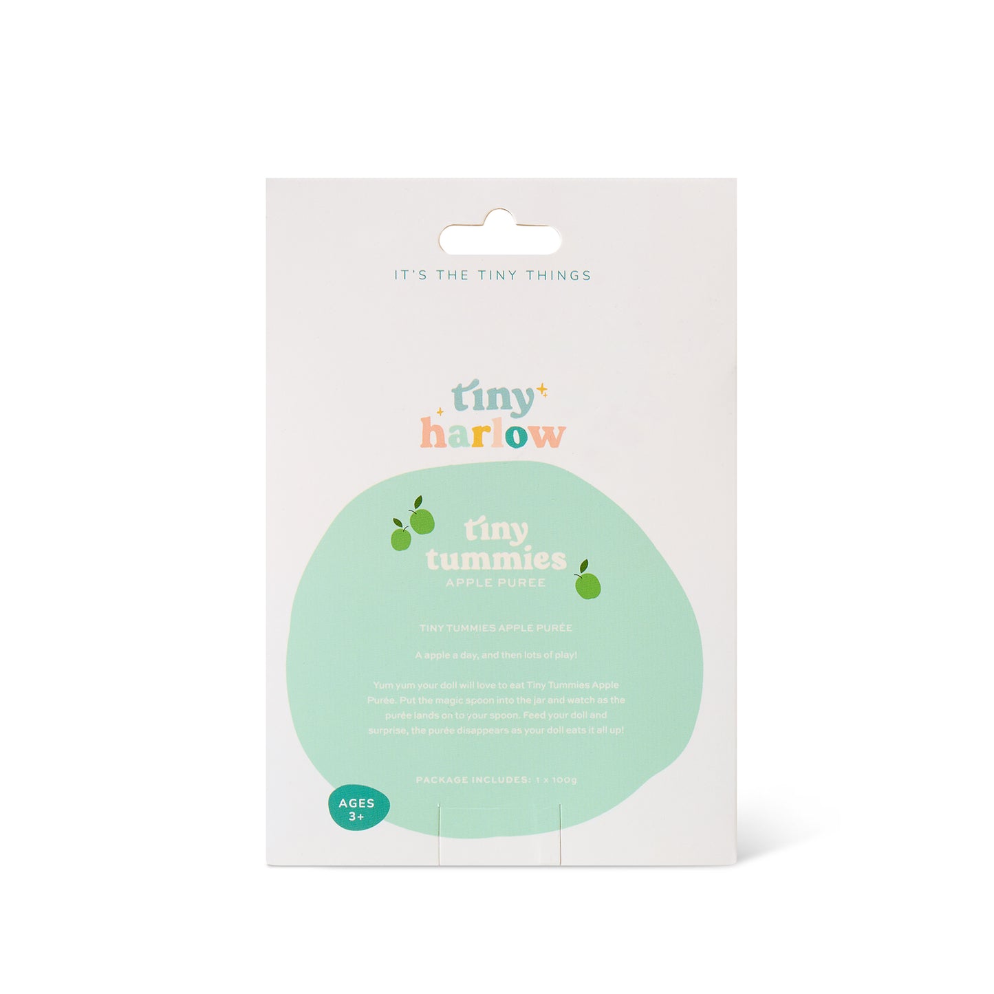 Tiny Harlow Zestaw Tiny Tummies Słoiczek i Łyżeczka, Jabłko