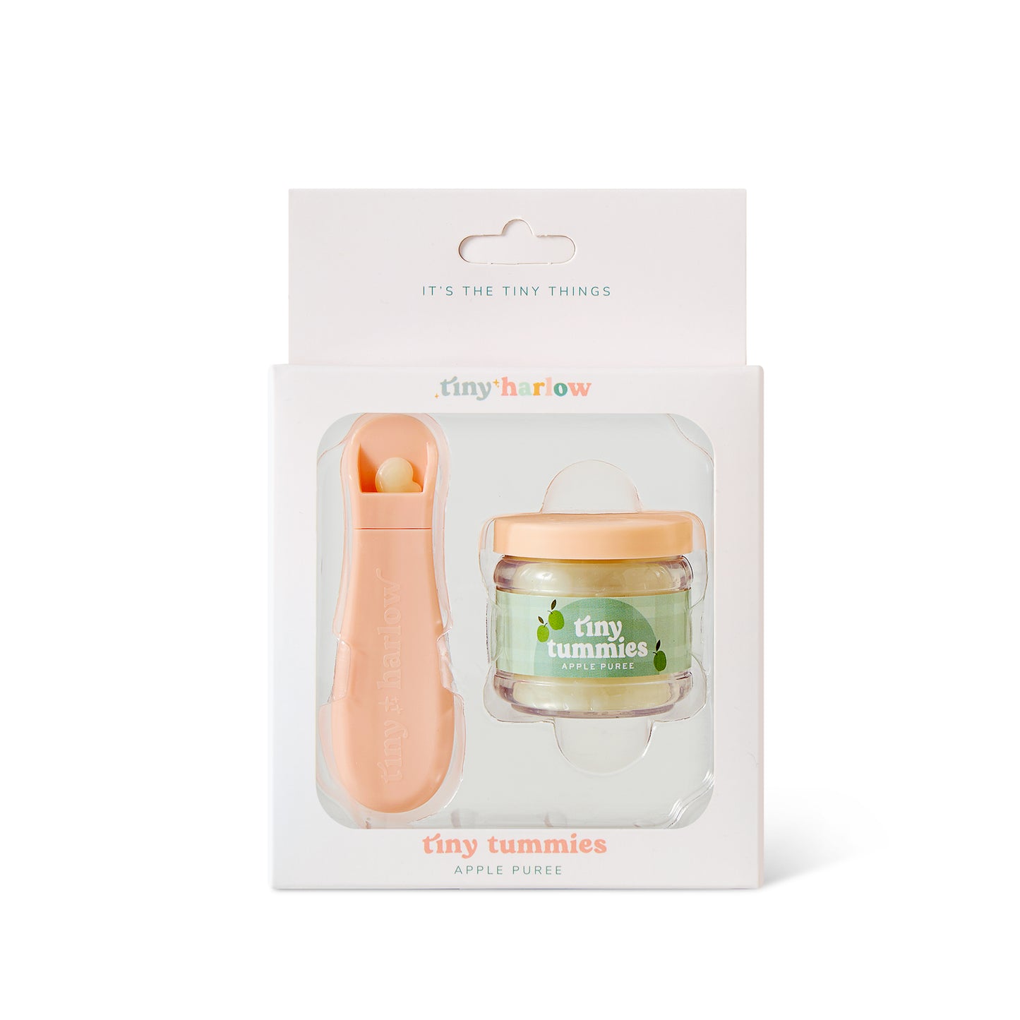 Tiny Harlow Zestaw Tiny Tummies Słoiczek i Łyżeczka, Jabłko