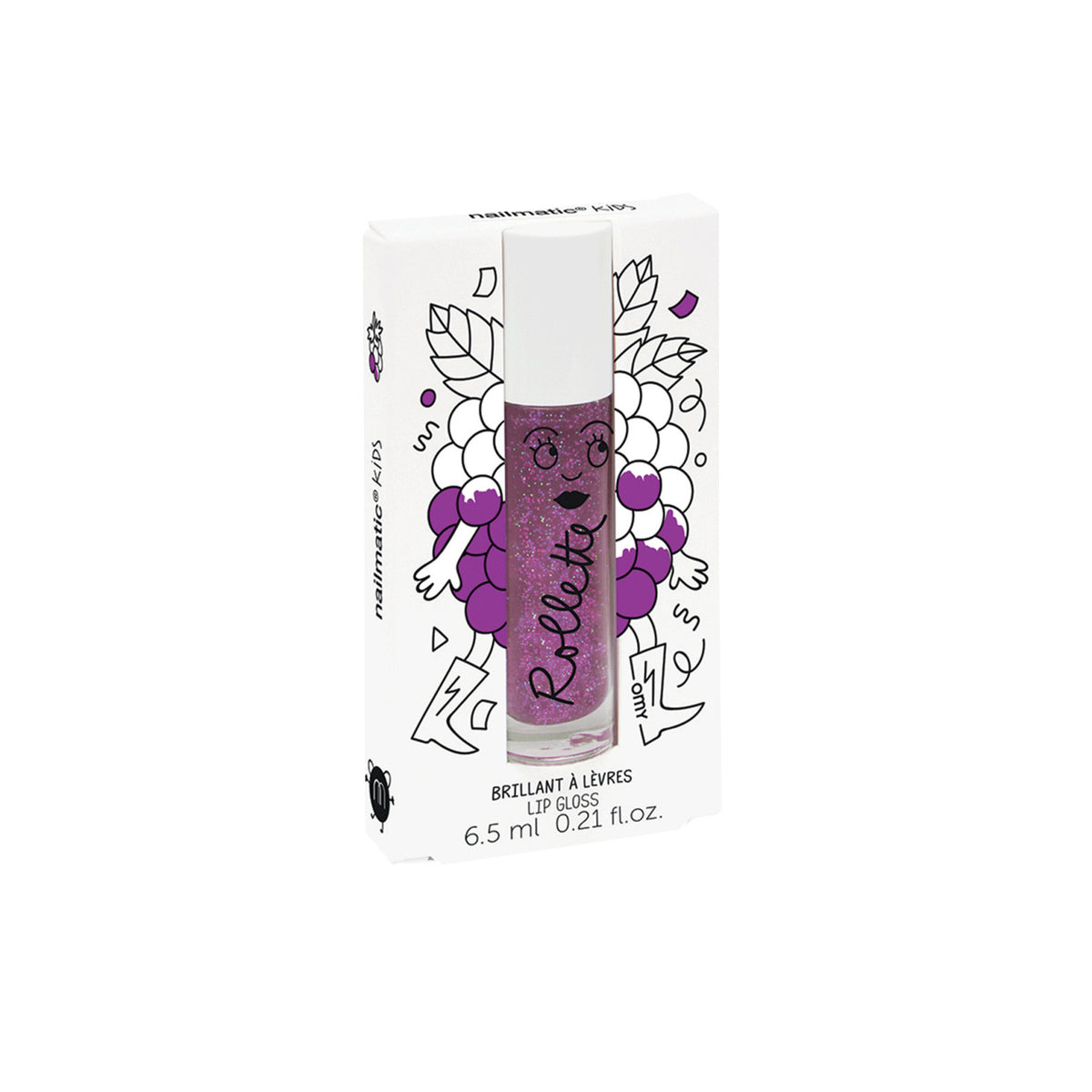 Błyszczyk do Ust dla Dzieci Roll-on - Nailmatic Rollette, Bezbarwny, Jeżyna, 6,5 ml