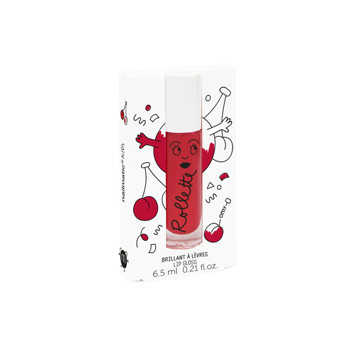 Błyszczyk do Ust dla Dzieci Roll-on - Nailmatic Rollette, Bezbarwny, WIśnia, 6,5 ml