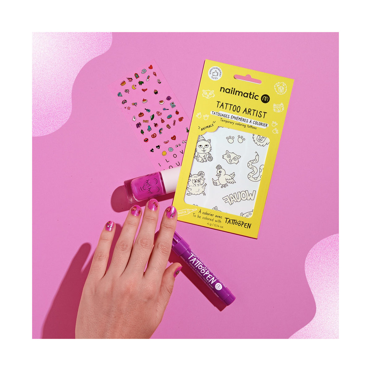 Kreatywny Zestaw dla Dzieci - Nailmatic Funny Artists, Lakier, Tatuaże i Naklejki na Paznokcie