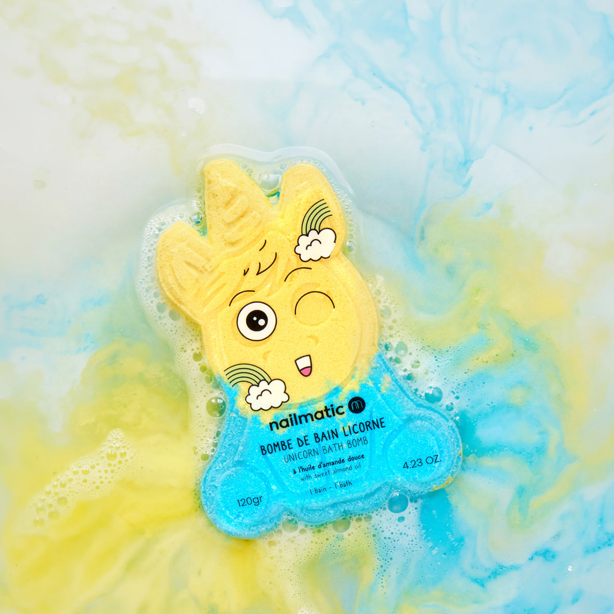 Kula do Kąpieli dla Dzieci Dwukolorowa - Nailmatic Twin Bath Bomb, Niebiesko-Fioletowa, 2 × 85 g