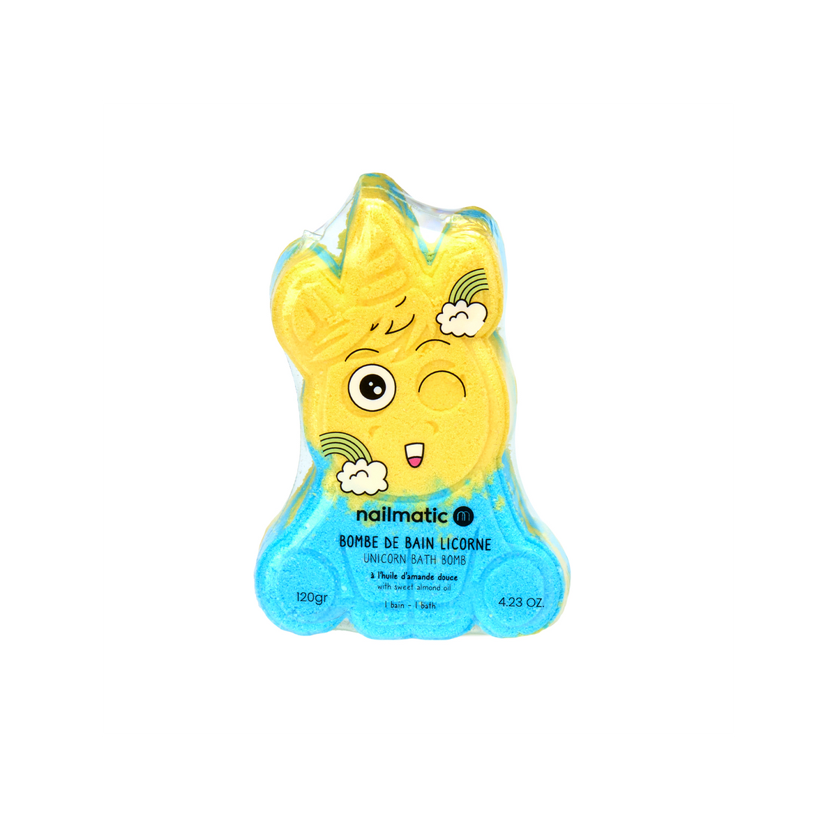 Kula do Kąpieli dla Dzieci Dwukolorowa - Nailmatic Twin Bath Bomb, Niebiesko-Fioletowa, 2 × 85 g