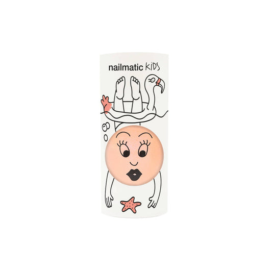 Lakier do Paznokci dla Dzieci Zmywalny Wodą - Nailmatic Flamingo, Neonowy Koral z Perłowym Połyskiem, 8 ml