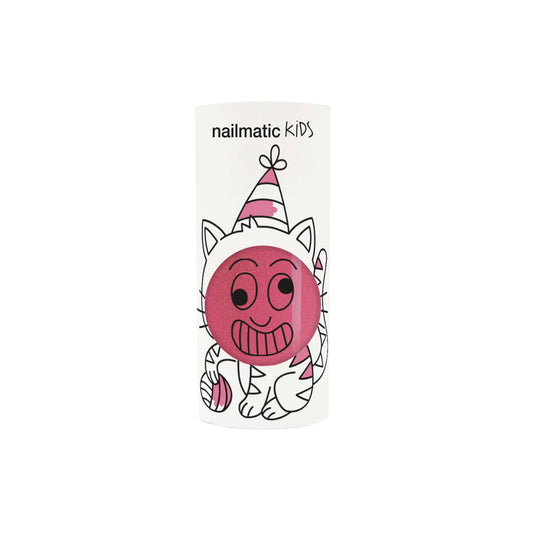Lakier do Paznokci dla Dzieci Zmywalny Wodą - Nailmatic Kitty, Różowy z Brokatem, 8 ml