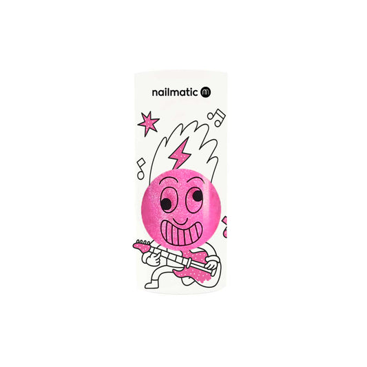 Lakier do Paznokci dla Dzieci Zmywalny Wodą - Nailmatic Pinky, Neonowy Róż z Brokatem, 8 ml