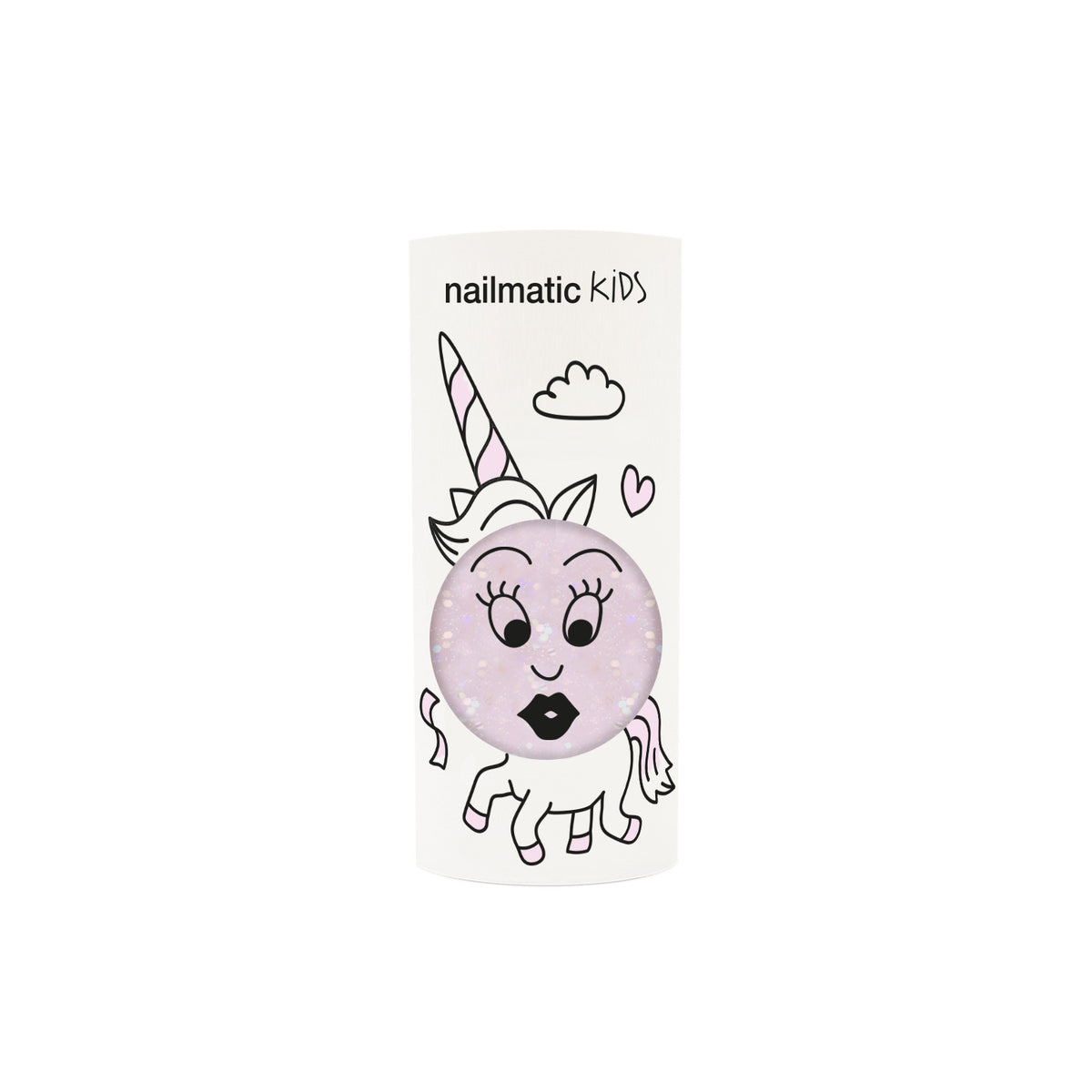 Lakier do Paznokci dla Dzieci Zmywalny Wodą - Nailmatic Polly, Transparentny Róż z Brokatem, 8 ml