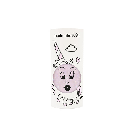 Lakier do Paznokci dla Dzieci Zmywalny Wodą - Nailmatic Polly, Transparentny Róż z Brokatem, 8 ml