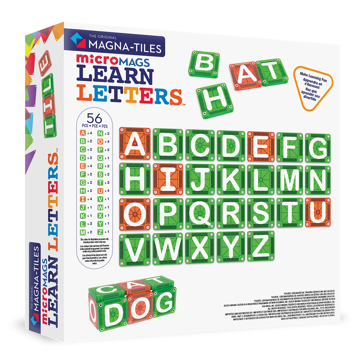 MAGNA-TILES® Klocki Magnetyczne LEARN Letters 56 el.