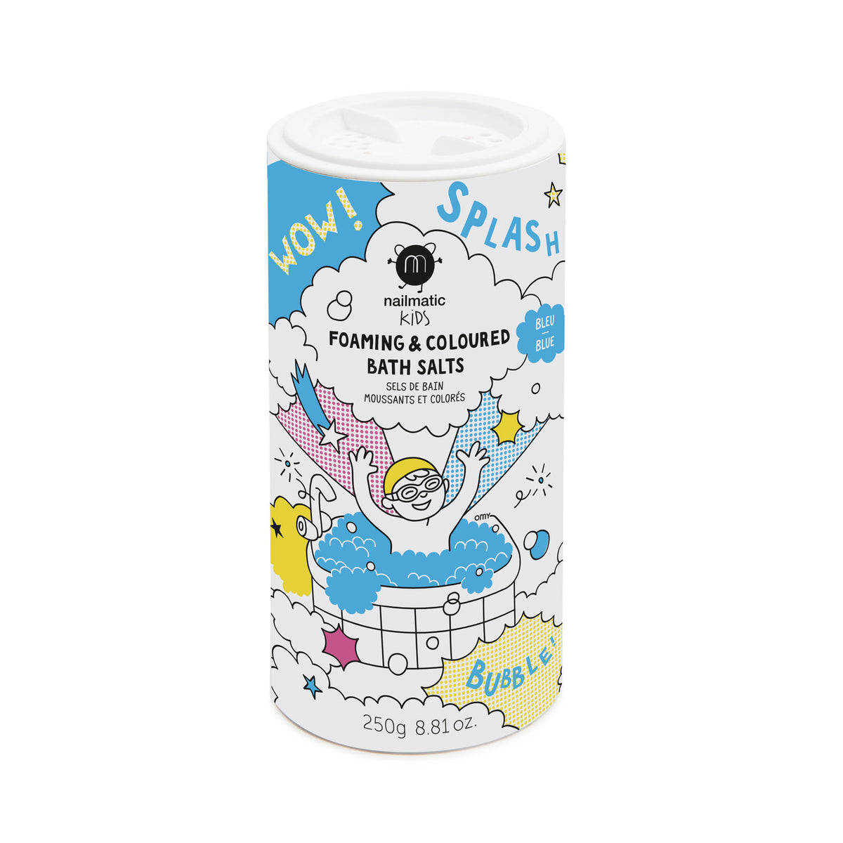 Musująca Sól do Kąpieli Barwiąca Wodę dla Dzieci - Nailmatic Splash, Niebieska, 250 g