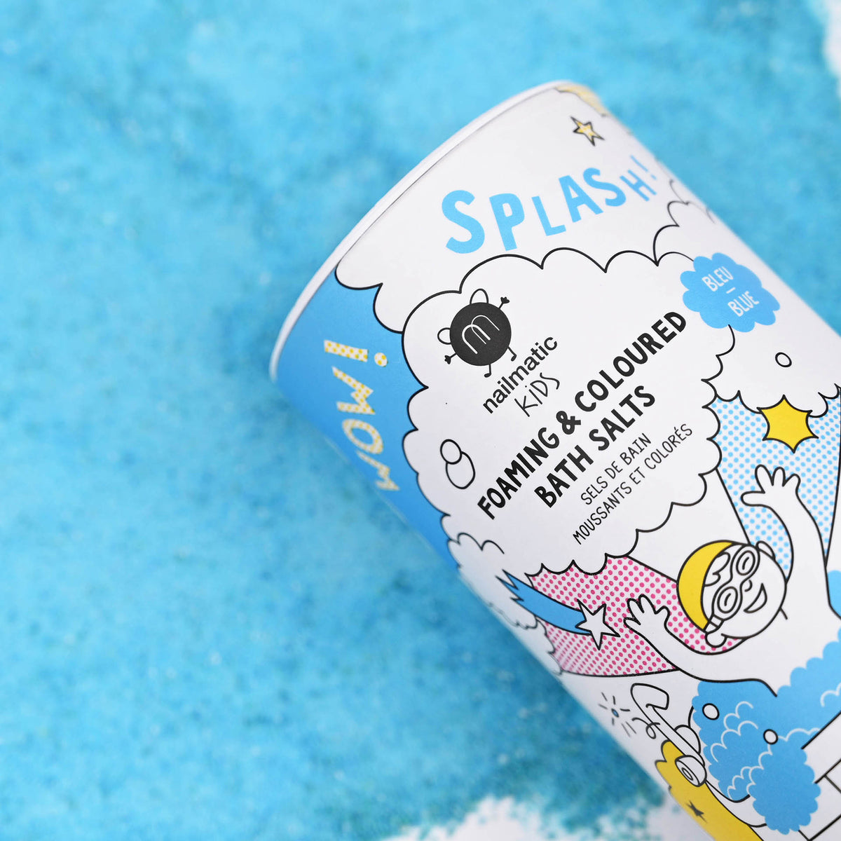 Musująca Sól do Kąpieli Barwiąca Wodę dla Dzieci - Nailmatic Splash, Niebieska, 250 g
