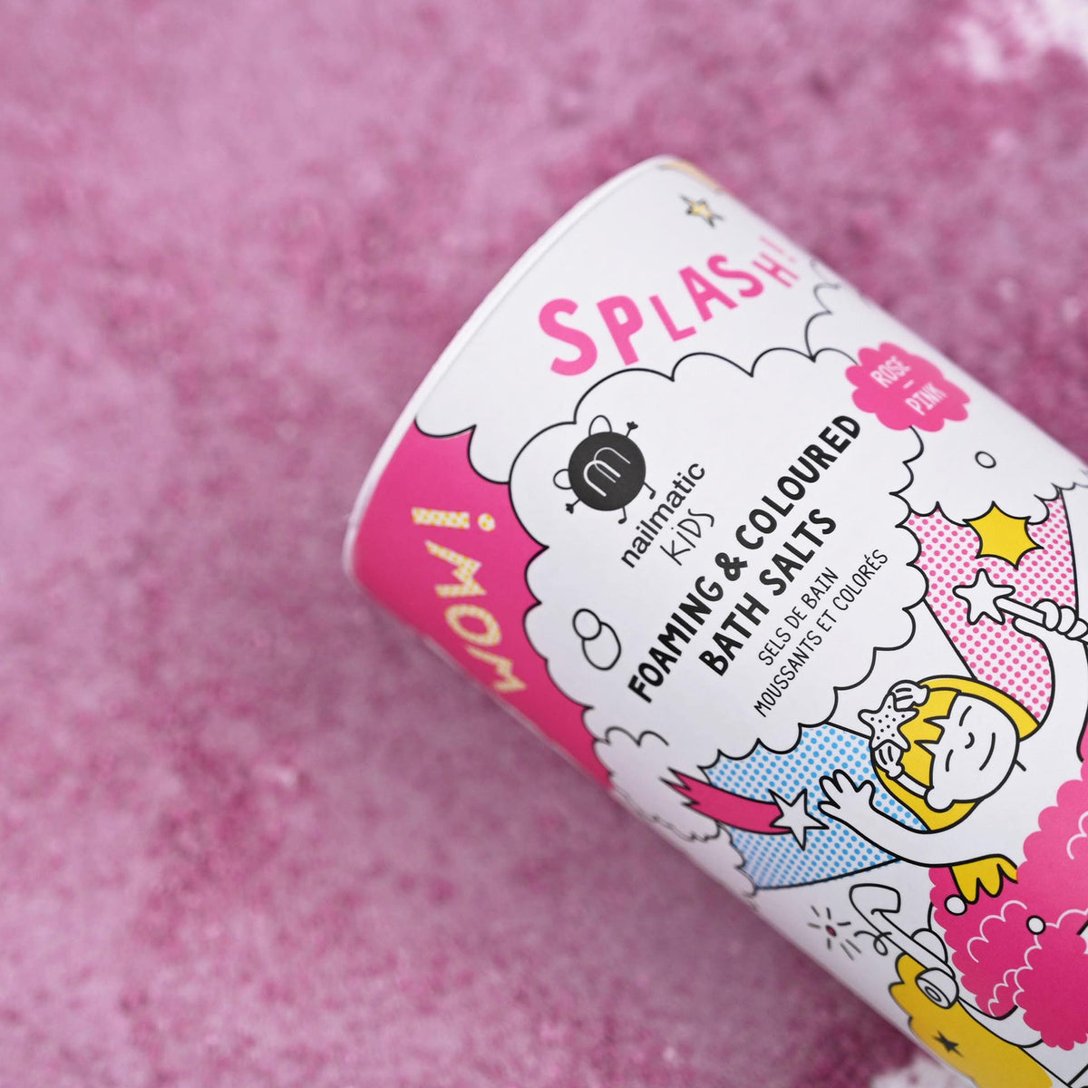 Musująca Sól do Kąpieli Barwiąca Wodę dla Dzieci - Nailmatic Splash, Różowa, 250 g