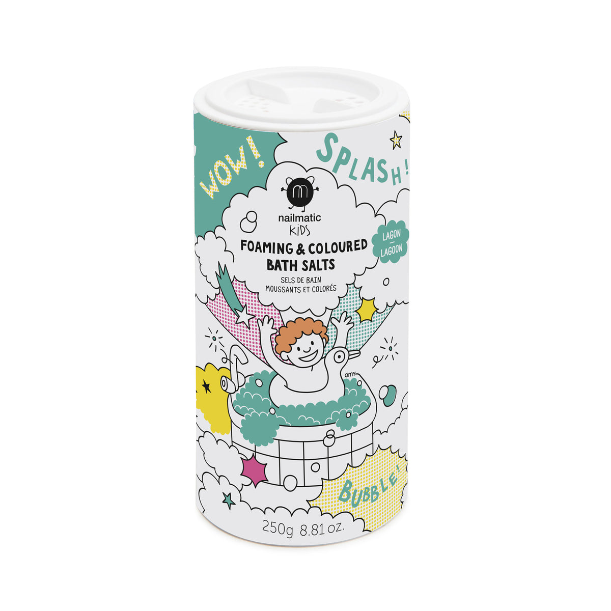 Musująca Sól do Kąpieli Barwiąca Wodę dla Dzieci - Nailmatic Splash, Zielona, 250 g