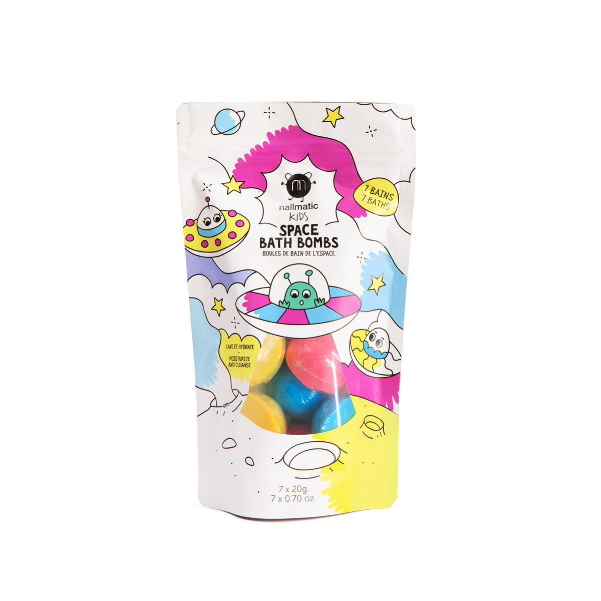 Musujące Kule do Kąpieli dla Dzieci - Nailmatic Space, 7 × 20 g