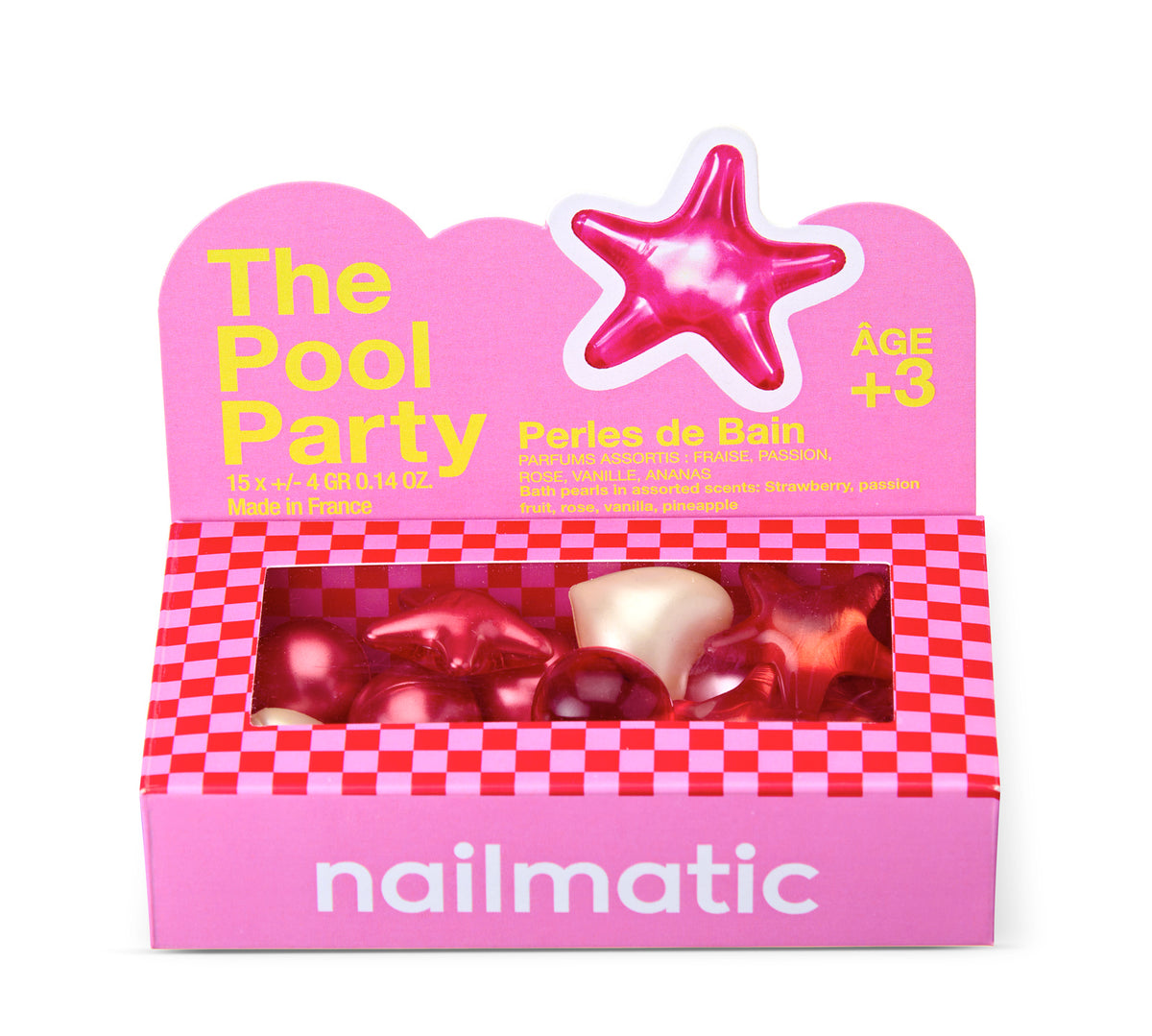 Perełki do Kąpieli dla Dzieci - Nailmatic The Pool Party Love Mania, Serduszka i Gwiazdki, 15 szt.
