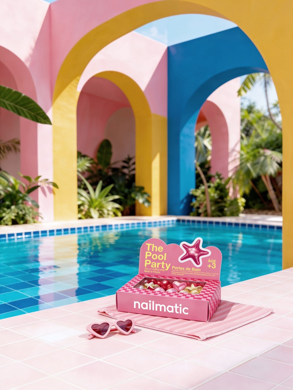 Perełki do Kąpieli dla Dzieci - Nailmatic The Pool Party Love Mania, Serduszka i Gwiazdki, 15 szt.