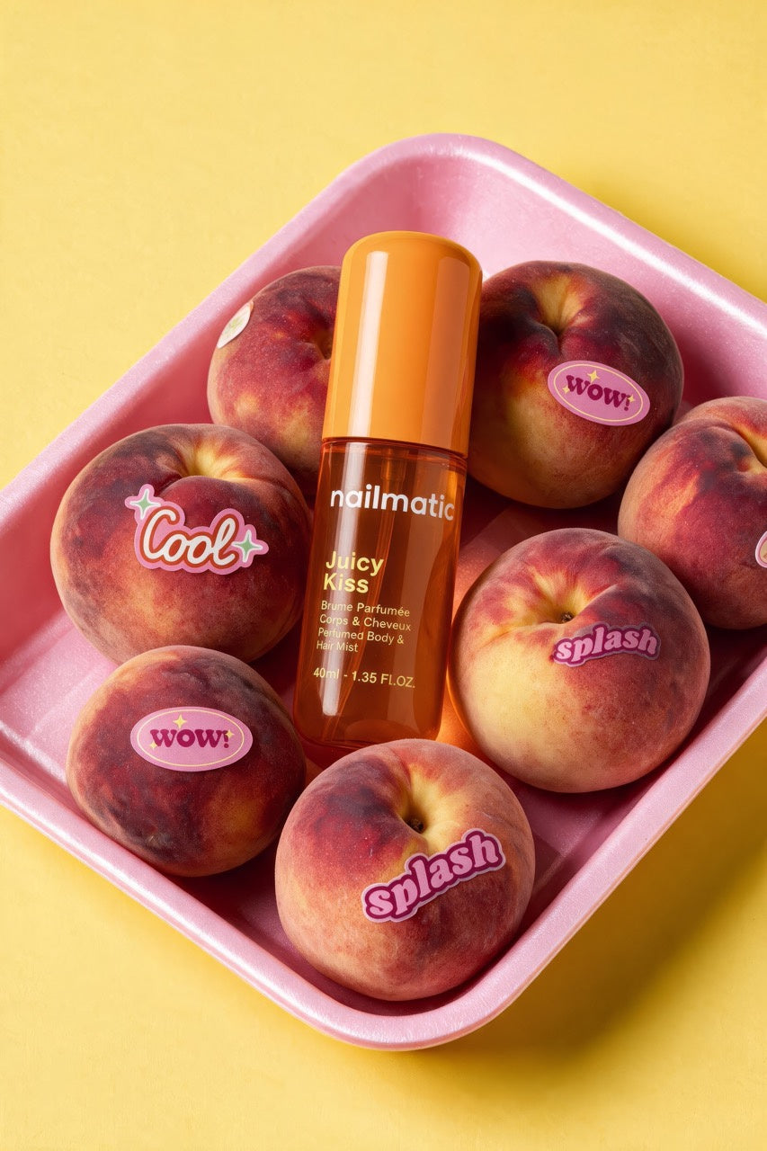 Perfumowana Mgiełka do Ciała i Włosów dla Dzieci - Nailmatic Juicy Kiss, Brzoskwinia, 40 ml