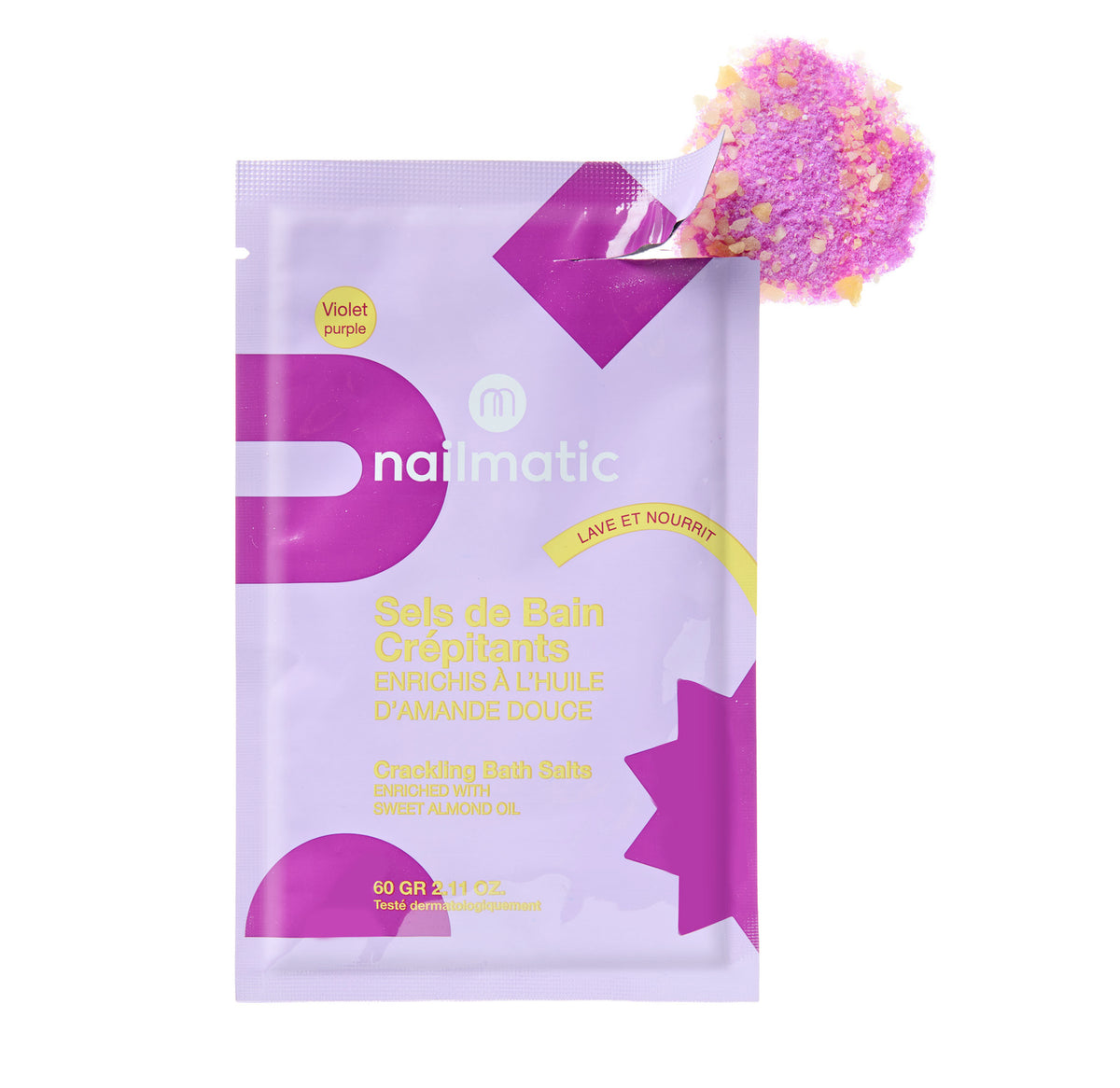 Strzelająca Sól do Kąpieli dla Dzieci, Fioletowa - Nailmatic Crackling 60 g