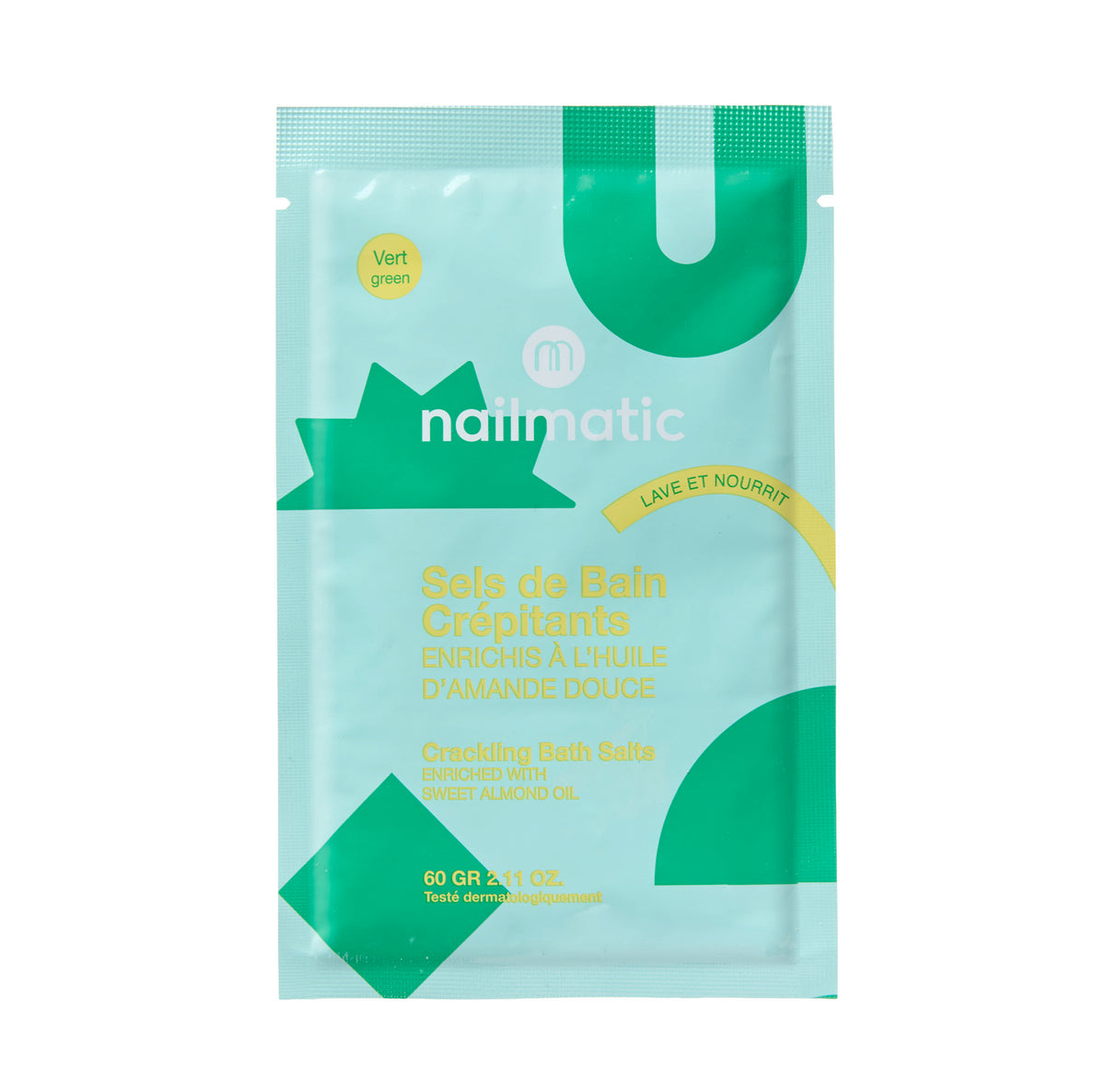 Strzelająca Sól do Kąpieli dla Dzieci, Zielona - Nailmatic Crackling 60 g