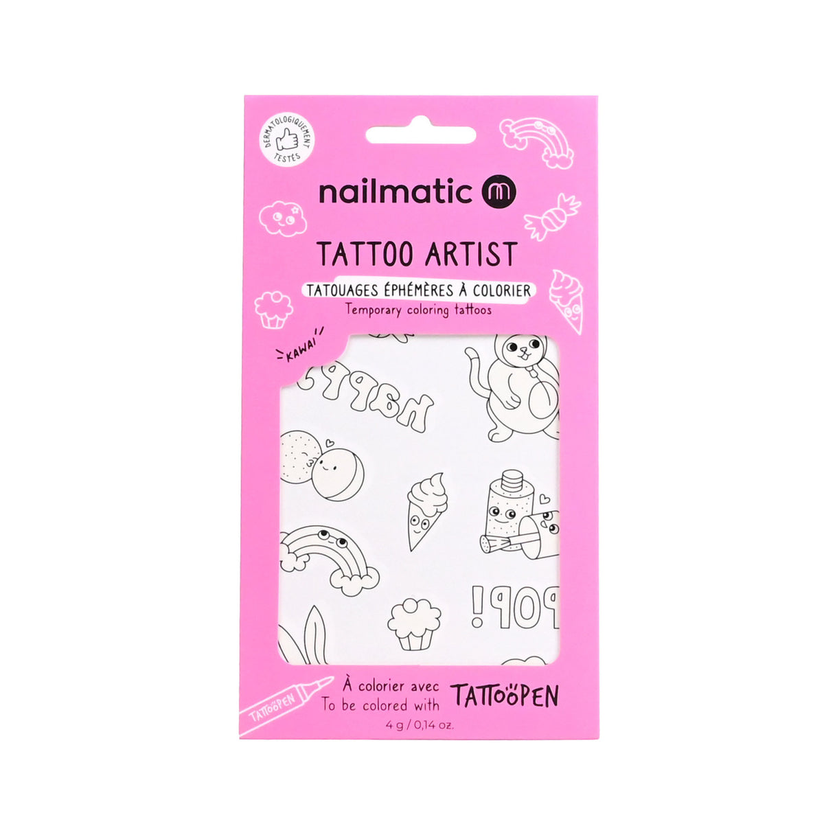 Tatuaże Tymczasowe do Kolorowania dla Dzieci, Kawaii - Nailmatic Tattoo Artist