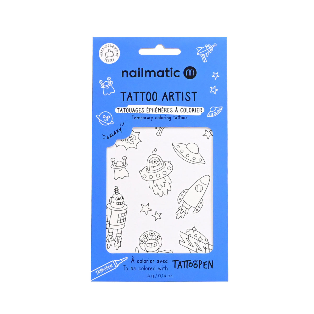 Tatuaże Tymczasowe do Kolorowania dla Dzieci, Kosmos - Nailmatic Tattoo Artist