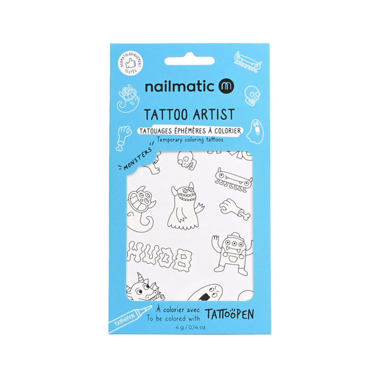 Tatuaże Tymczasowe do Kolorowania dla Dzieci, Potwory - Nailmatic Tattoo Artist