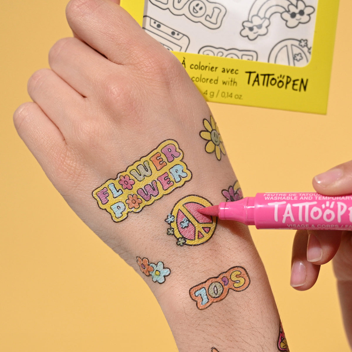 Tatuaże Tymczasowe do Kolorowania dla Dzieci i Nastolatków - Nailmatic Tattoo Artist, Lata 70.