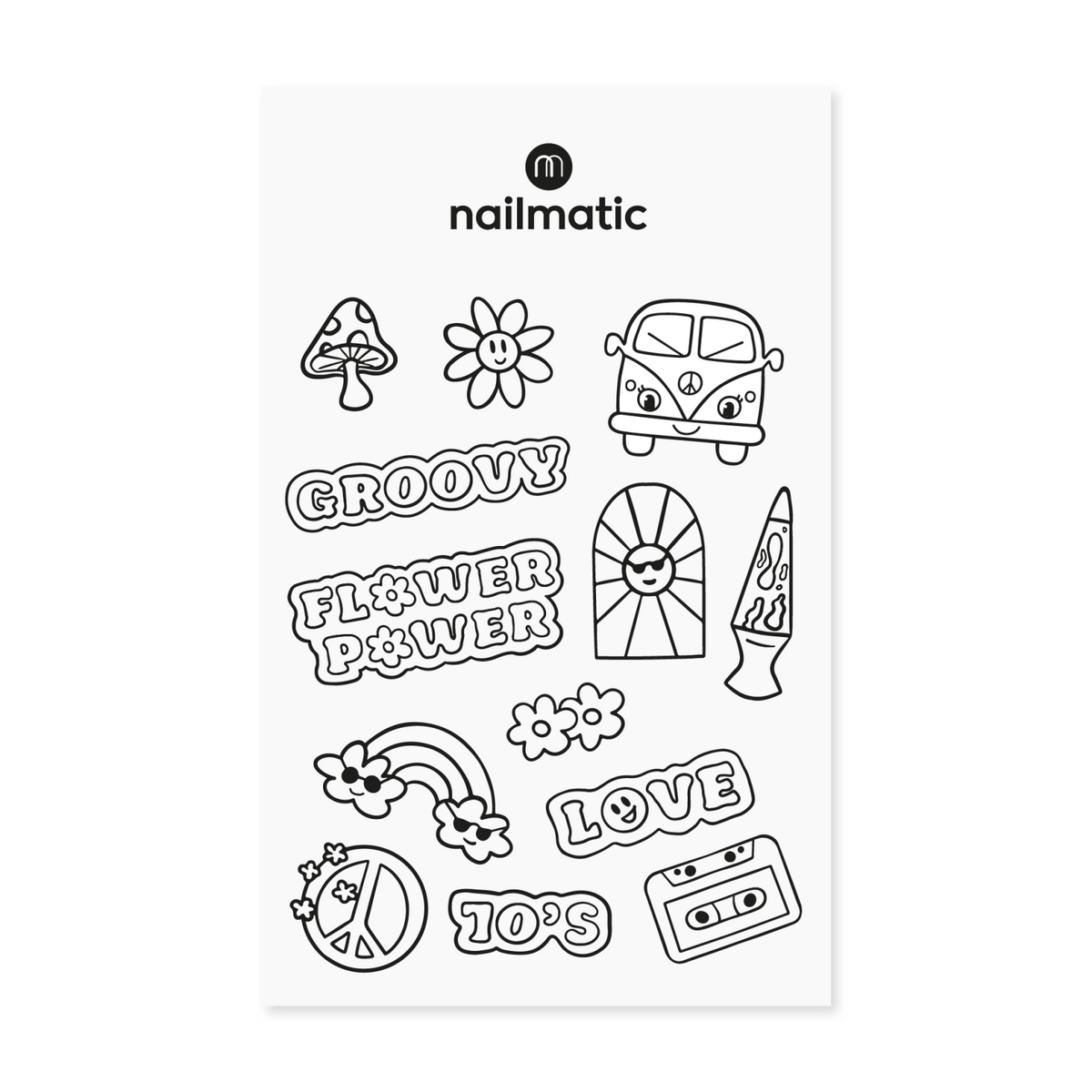 Tatuaże Tymczasowe do Kolorowania dla Dzieci i Nastolatków - Nailmatic Tattoo Artist, Lata 70.