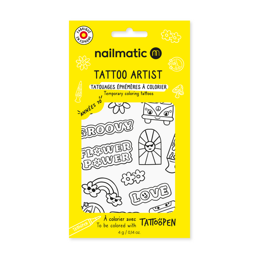 Tatuaże Tymczasowe do Kolorowania dla Dzieci i Nastolatków - Nailmatic Tattoo Artist, Lata 70.