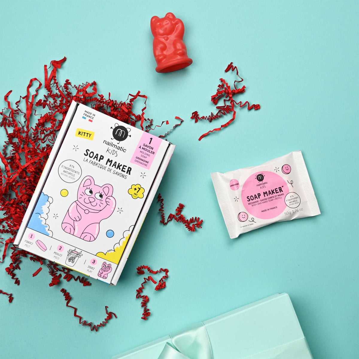 Zestaw DIY do Robienia Mydełka dla Dzieci - Nailmatic Kitty Soap Maker, Kot o Zapachu Grenadyny