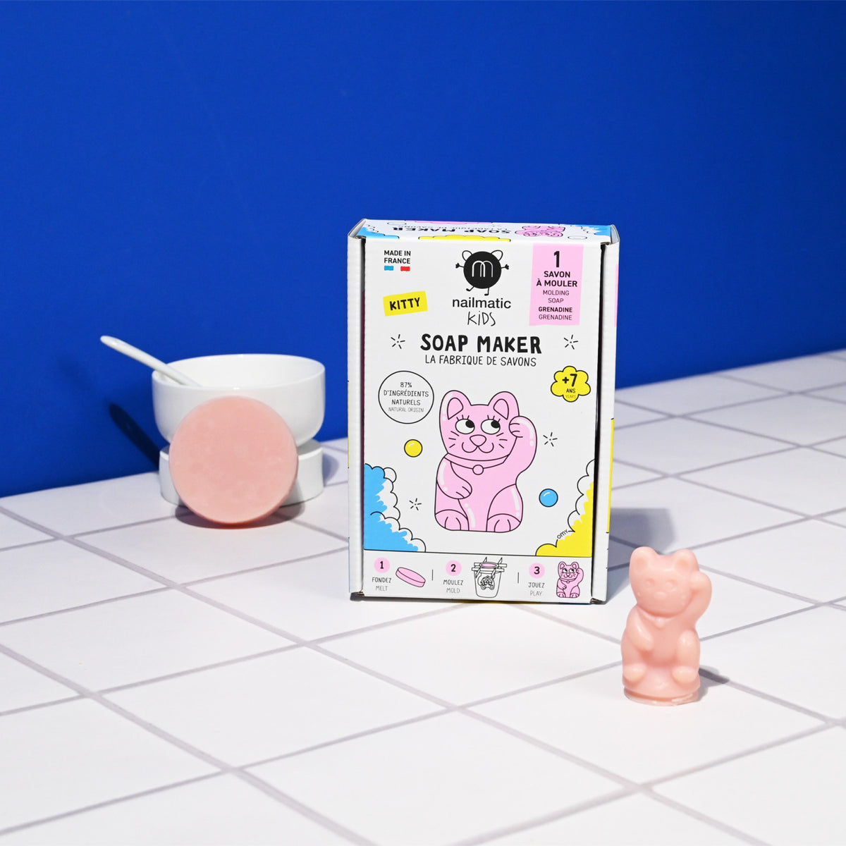 Zestaw DIY do Robienia Mydełka dla Dzieci - Nailmatic Kitty Soap Maker, Kot o Zapachu Grenadyny