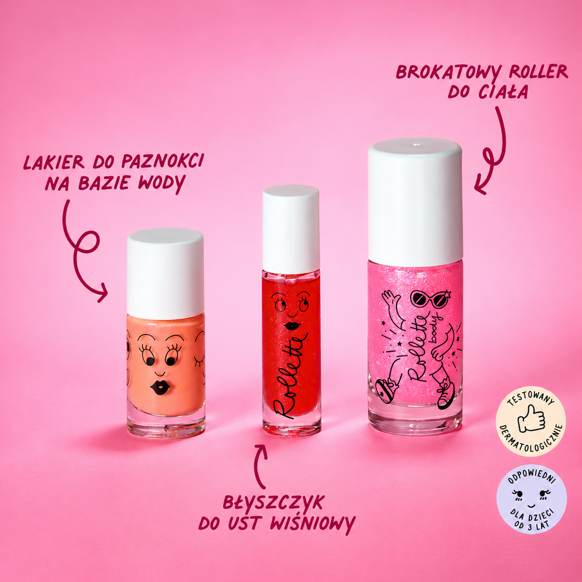 Zestaw Kosmetyków dla Dzieci z Nerką - Nailmatic Glam Party, Lakier, Błyszczyk i Żel z Brokatem