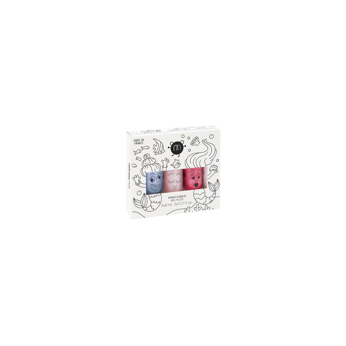 Zestaw Lakierów do Paznokci dla Dzieci Zmywalnych Wodą - Nailmatic Mermaid, 3 × 8 ml