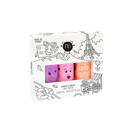 Zestaw Lakierów do Paznokci dla Dzieci Zmywalnych Wodą - Nailmatic Paris, 3 × 8 ml