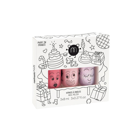 Zestaw Lakierów do Paznokci dla Dzieci Zmywalnych Wodą - Nailmatic Party, 3 × 8 ml