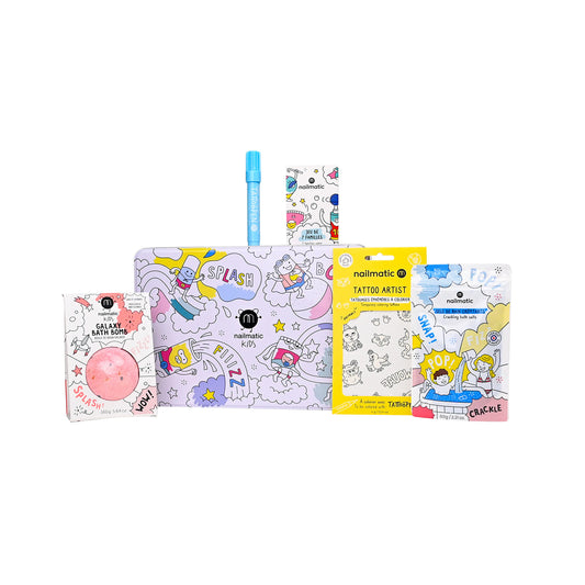 Zestaw Prezentowy dla Dzieci - Nailmatic Magic Box Blue, Kula, Strzelająca Sól, Tatuaże i Gra Karciana, 5 szt.