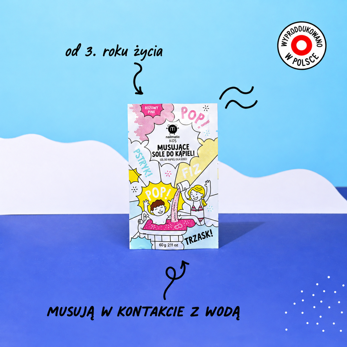 Zestaw Prezentowy do Kąpieli dla Dzieci - Nailmatic Bubble Bath Box, Sole i Kula do Kąpieli, 3 szt.