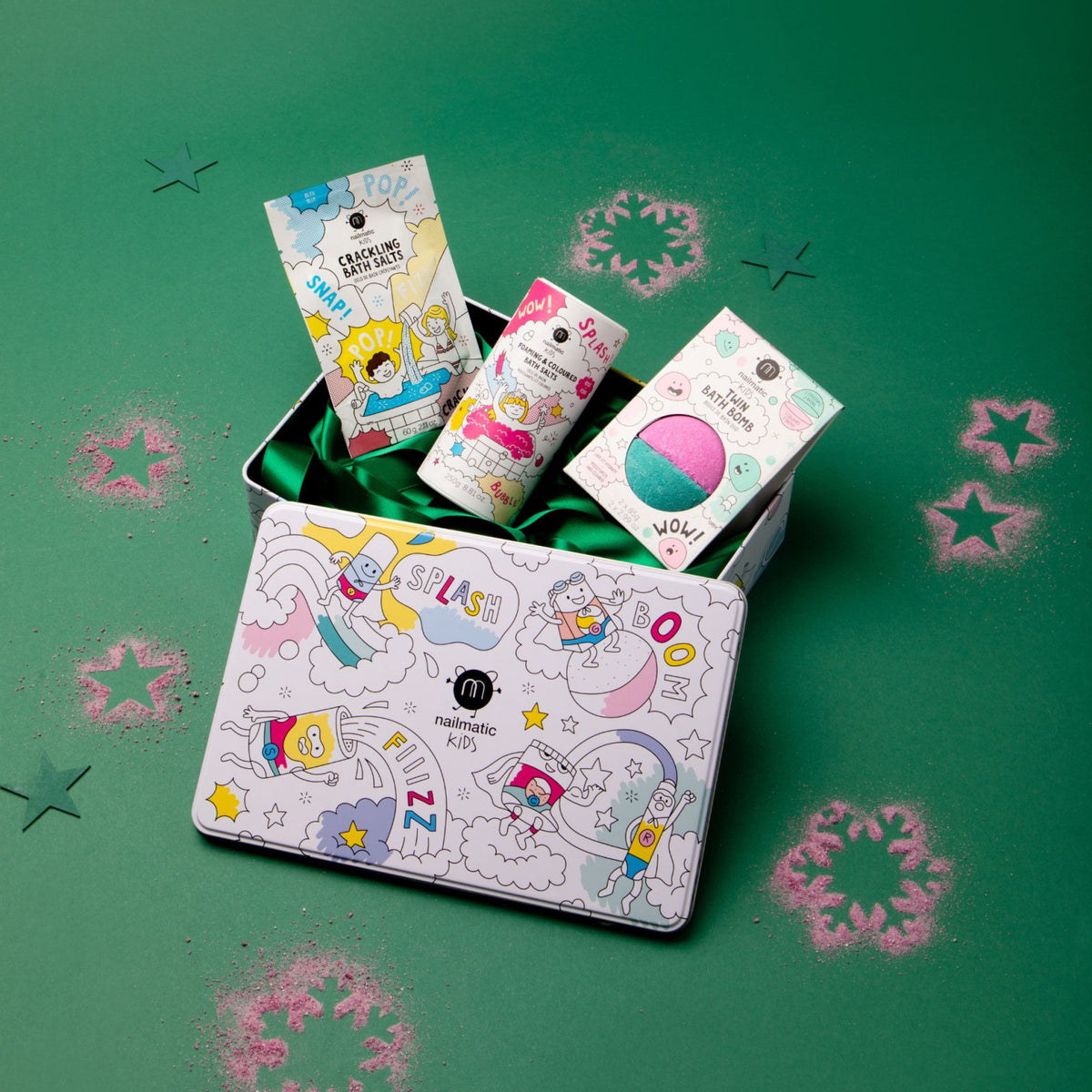 Zestaw Prezentowy do Kąpieli dla Dzieci - Nailmatic Splash Bath Box, Sole i Kula do Kąpieli, 3 szt.