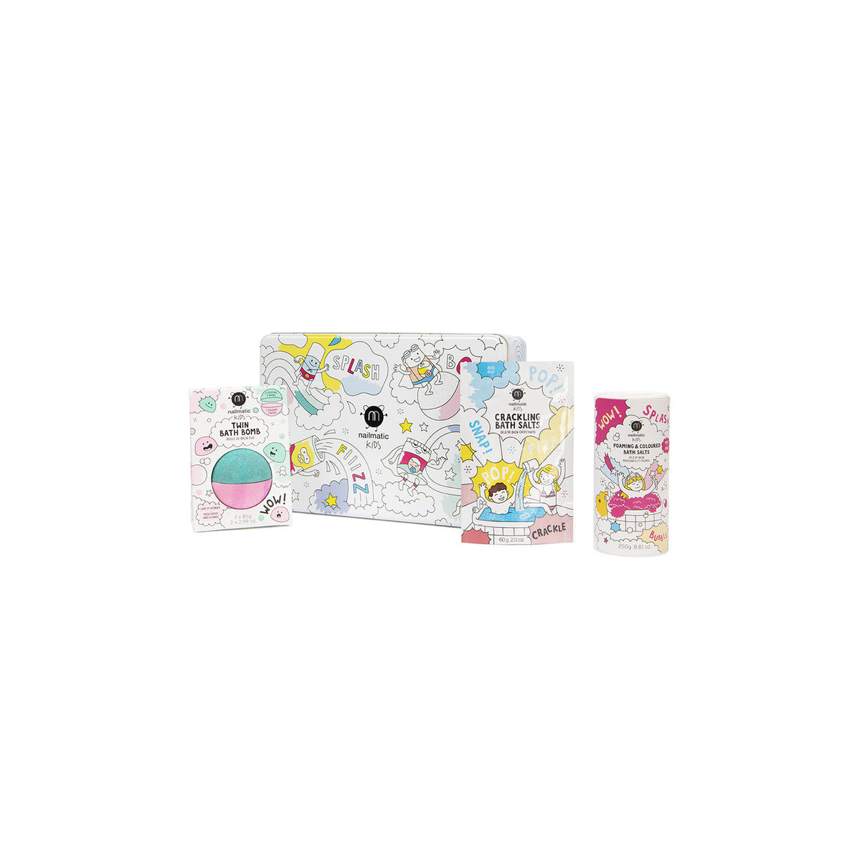Zestaw Prezentowy do Kąpieli dla Dzieci - Nailmatic Splash Bath Box, Sole i Kula do Kąpieli, 3 szt.