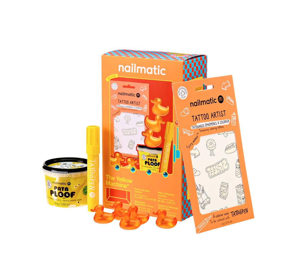 Zestaw Prezentowy do Kąpieli dla Dzieci - Nailmatic The Color Machine Yellow, Żółty, 4 szt.