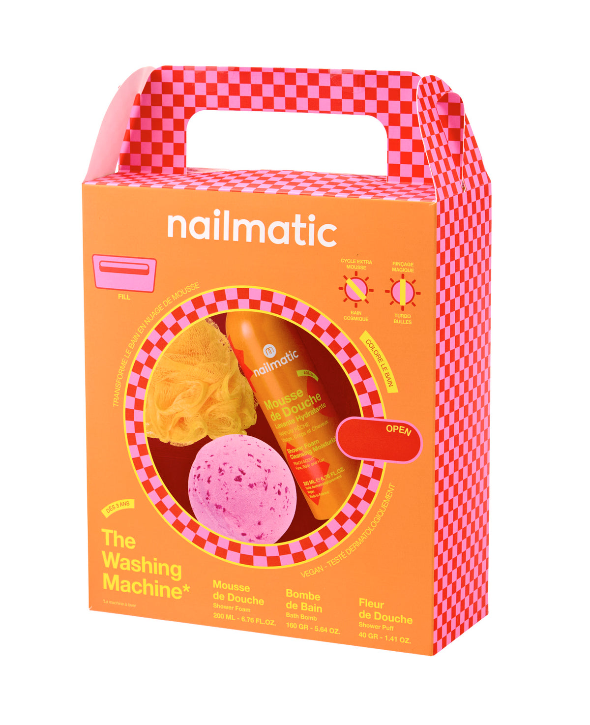 Zestaw Prezentowy do Kąpieli dla Dzieci - Nailmatic The Washing Machine Orange, Pomarańczowy, 3 szt.
